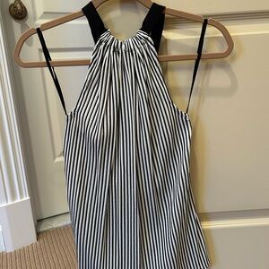 W by Worth Black and White Ruched Halter Top